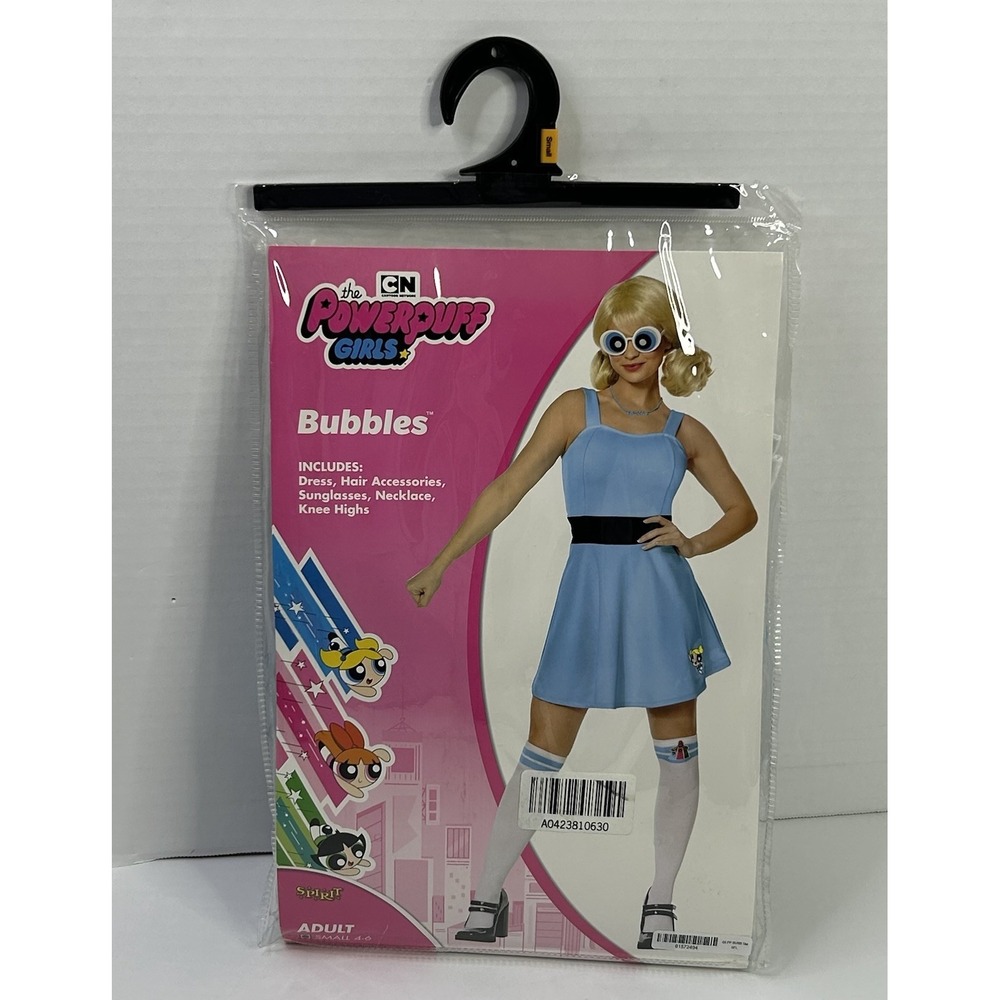 The Powerpuff Girls Bubbles Costume Adult Small 4-6 READ* NO WIG NO KNEE HIGHS
